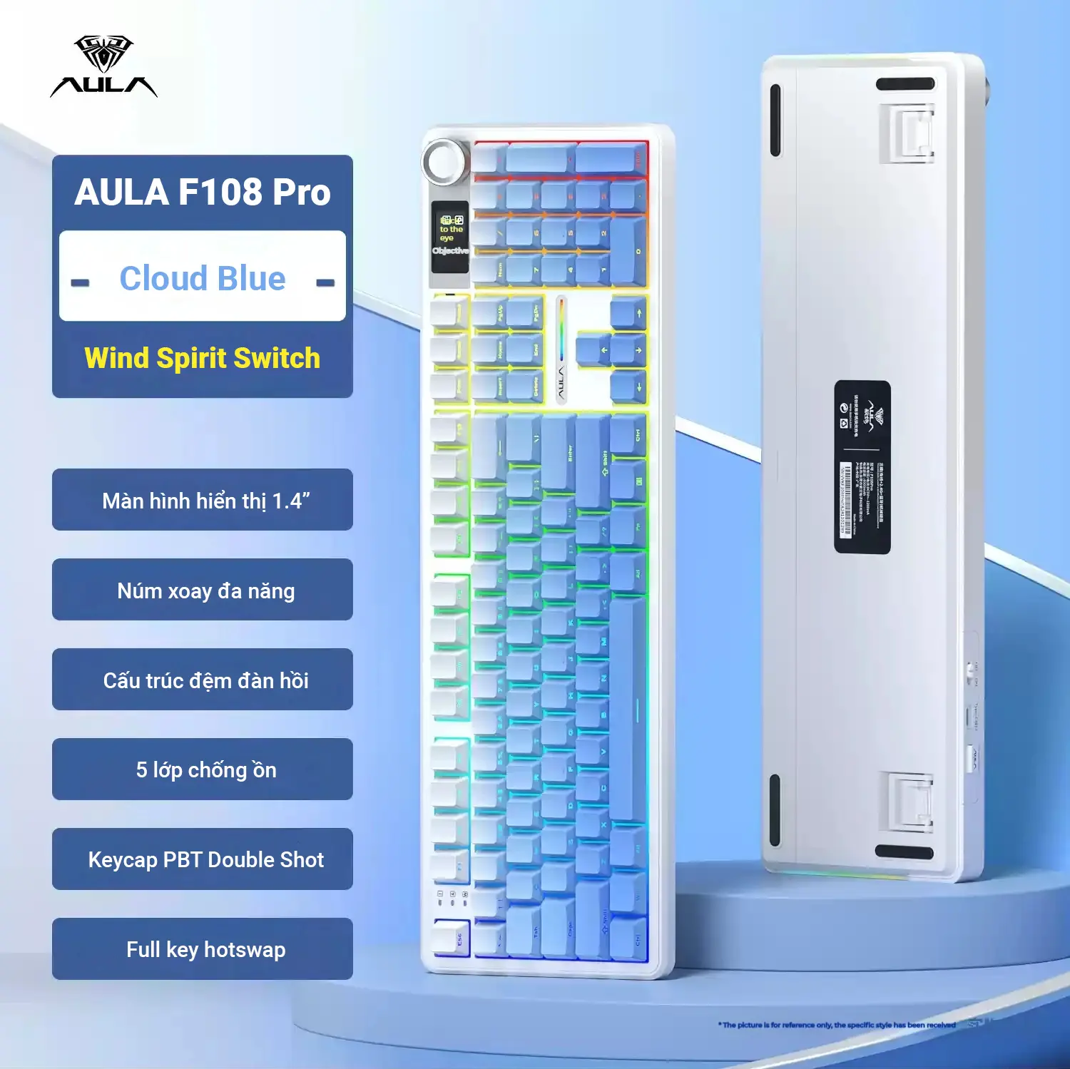 [AULA F108 Pro]Bàn phím cơ AULA F108Pro 3 mode kết nối - Phiên bản nâng cấp full size có núm xoay và màn hình 1.4 in - Pin 8000 mAh - Gasket Structure - Full key hotswapable - Phần mềm tùy chỉnh macro - Bảo hành 12T | BigBuy360 - bigbuy360.vn