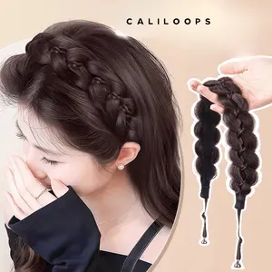 Caliloops Bando Rambut Palsu Hair Extention Kepang Wig Braid Wanita Korean Style Cilo