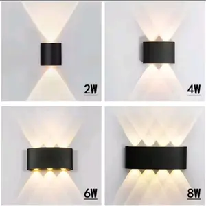 Lampu Dinding Indoor Outdoor 2/4/6/8W Warm White Light Waterproof Lampu Pilar Minimalis