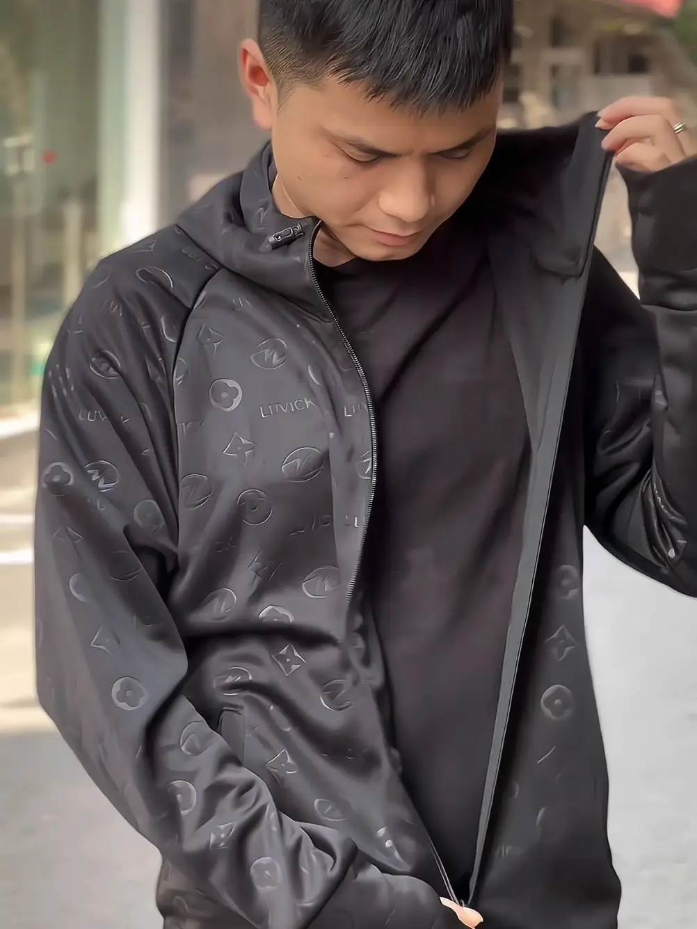 Áo chống nắng nam nữ in vân nổi  bigsize Menswear Kem