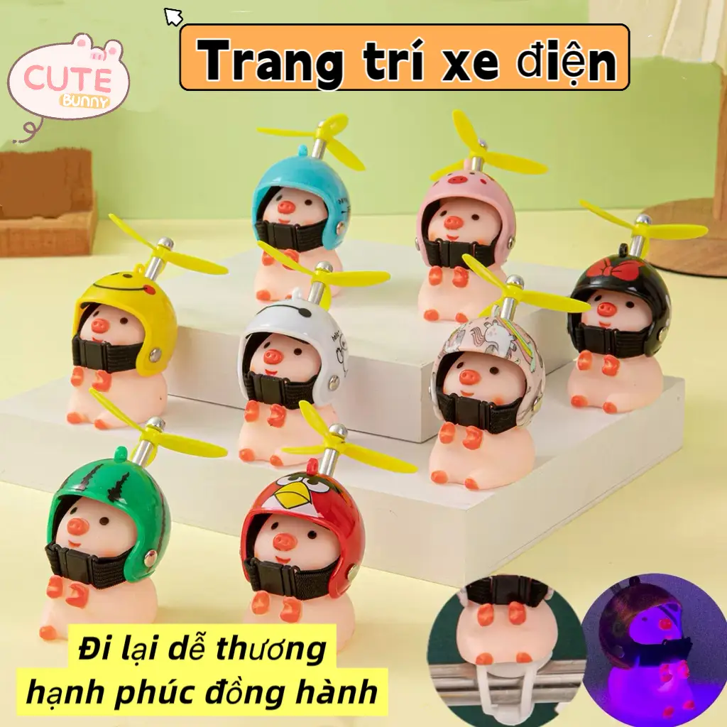 Phụ kiện treo xe máy/ xe đạp điện hình heo con cối xay gió cùng chuồn chuồn tre dễ thương