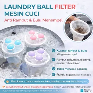 Laundry Ball Filter Mesin Cuci | Bola Pembersih Rambut & Bulu Pakaian | Anti Rambut Nempel