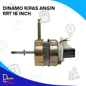 DINAMO KIPAS ANGIN UNIVERSAL RRT 16 INCH BODY LEBIH KECIL LILITAN ALUMINIUM Biru Hitam Kabel Merah