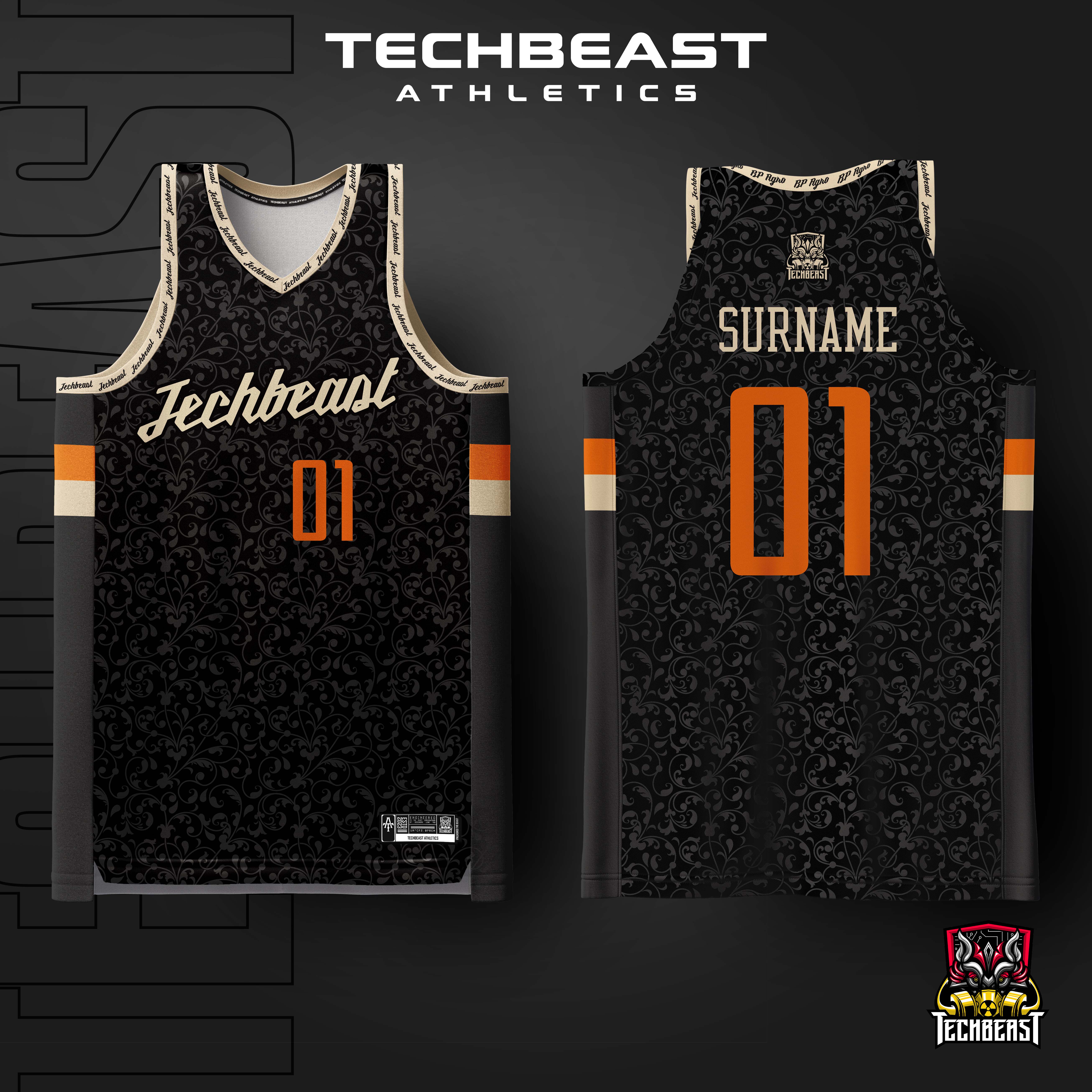 Jetblack Full Sublimation Basketball Jersey Techbeast ( CUSTOM NAME ...