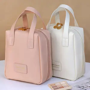 Tas Kosmetik Besar Berkapasitas Tinggi Portabel dengan Sentuhan Mewah untuk Perjalanan - Tas Penyimpanan Perawatan Kulit Anti Air untuk Makeup dan Perlengkapan Mandi yang Baru dengan Desain Shell yang Menawan tas  make tahan air navyrose
