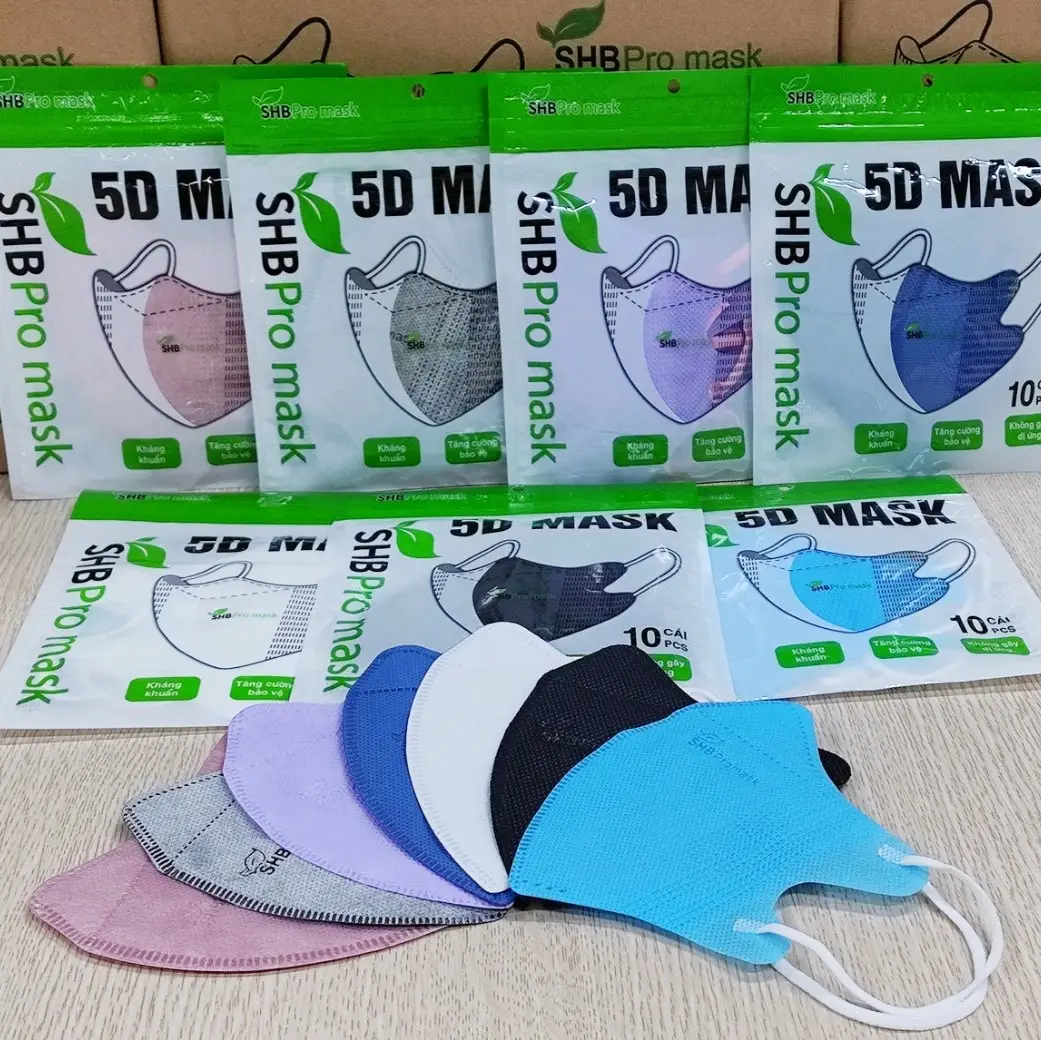 COMBO 520 chiếc (500 chiếc 5D, tăng 20 chiếc 5D cho các Bé) Khẩu trang 5D SHB Pro mask Túi Zip