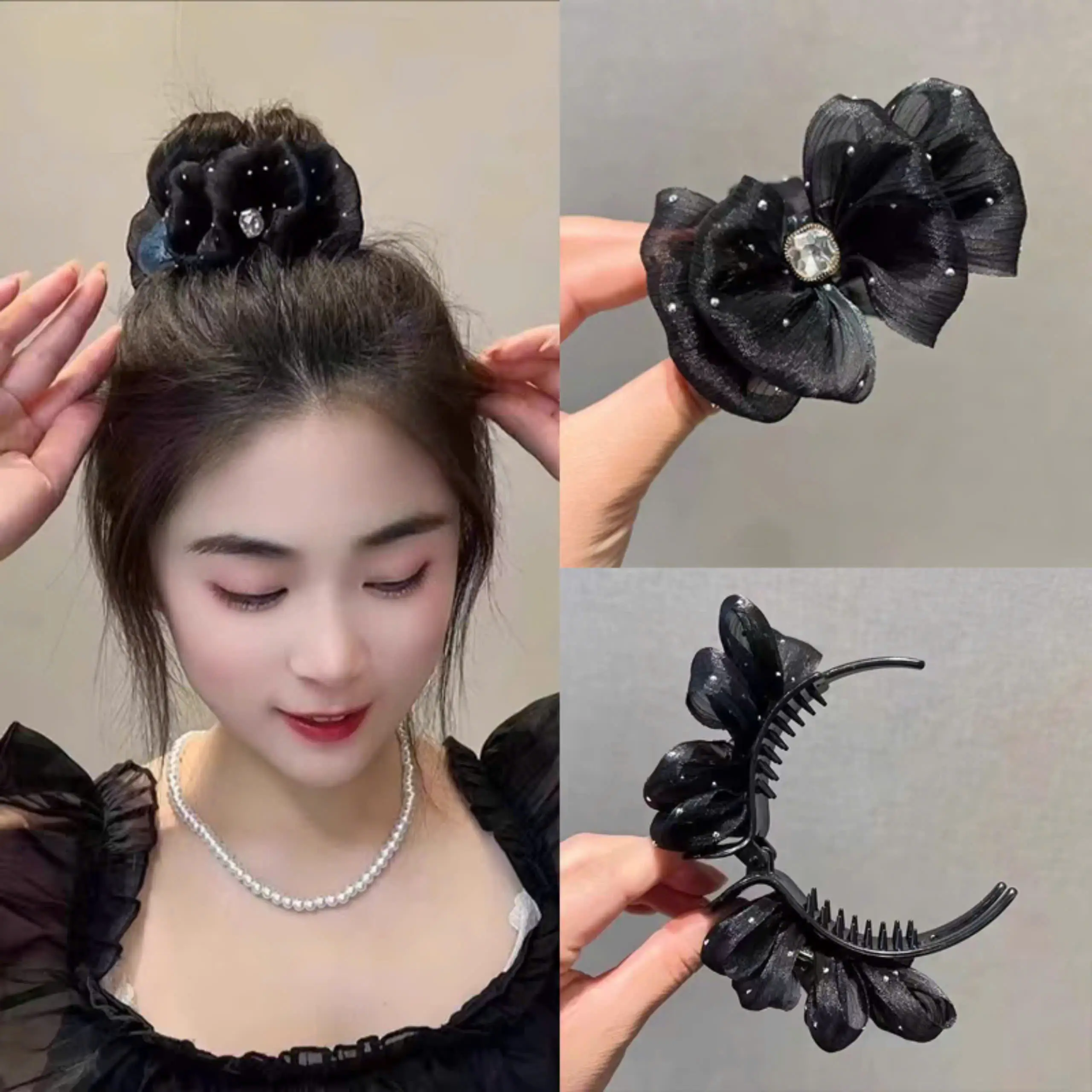 Kẹp Tóc Càng Cua Bong Bóng Đính Đá , Thiết kế thanh lịch. dành cho nữ, phụ kiện kẹp tóc Women - 1